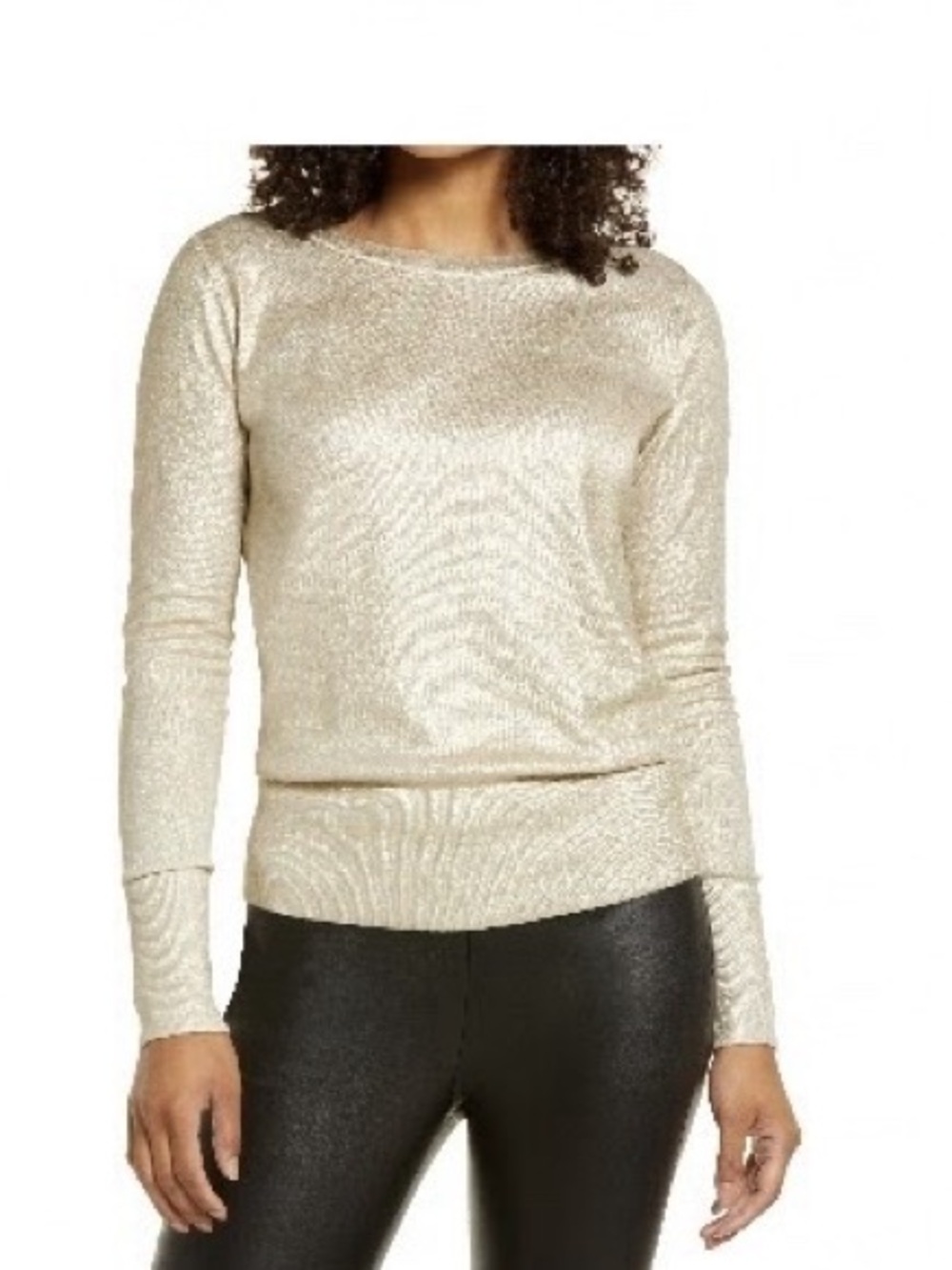 Halogen Metallic Gold Crewneck Sweater